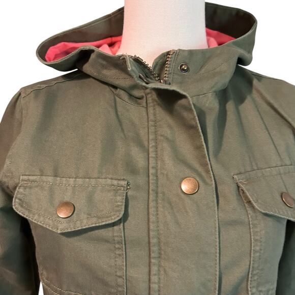 Cat & Jack Kids Jacket SZ L 10-12 Khaki Green Long Sleeve Lined Hooded  Utility - Picture 2 of 13